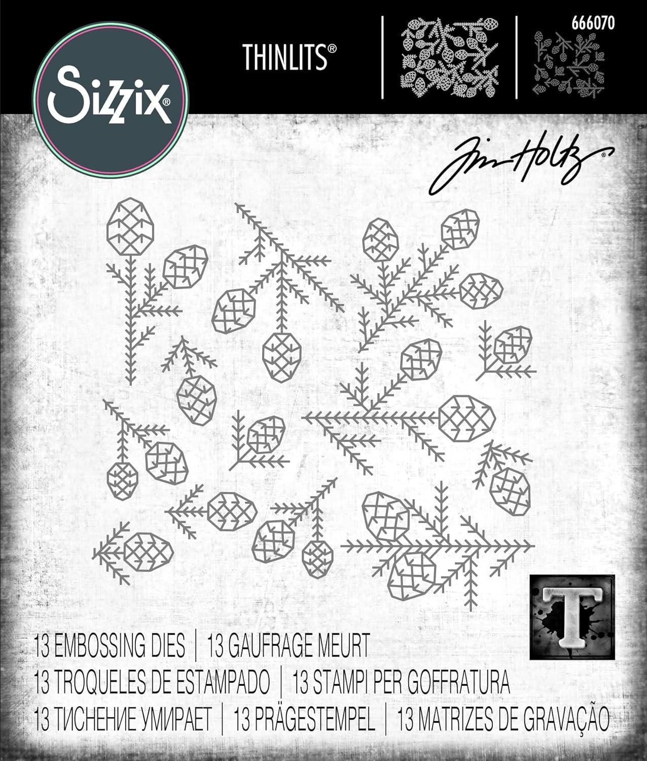 image:imageSizzix Thinlits Die Set 13PK Pine Patterns by Tim Holtz 666070 Chapter 4 2022 Wafer Grey
