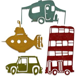 Sizzix Thinlits Die 665220 Wacky Transport #1 by Tim Holtz 4 Pack(Multicolor)