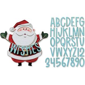 Sizzix Thinlits Die Set 49PK Santa Greetings Colorize by Tim Holtz | 666338 | Metal, Wafer-Thin Cutting Dies for Scrapbooking, Embossing, Journalling(Silver)