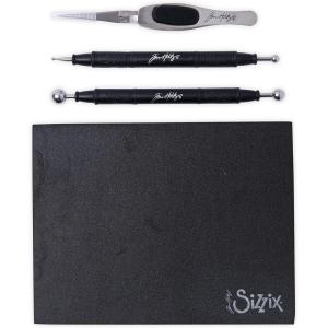 Sizzix Tim Holtz Shaping Kit 665304 – Scrapbooking and Cardmaking Paper Sculpting Set (Black)