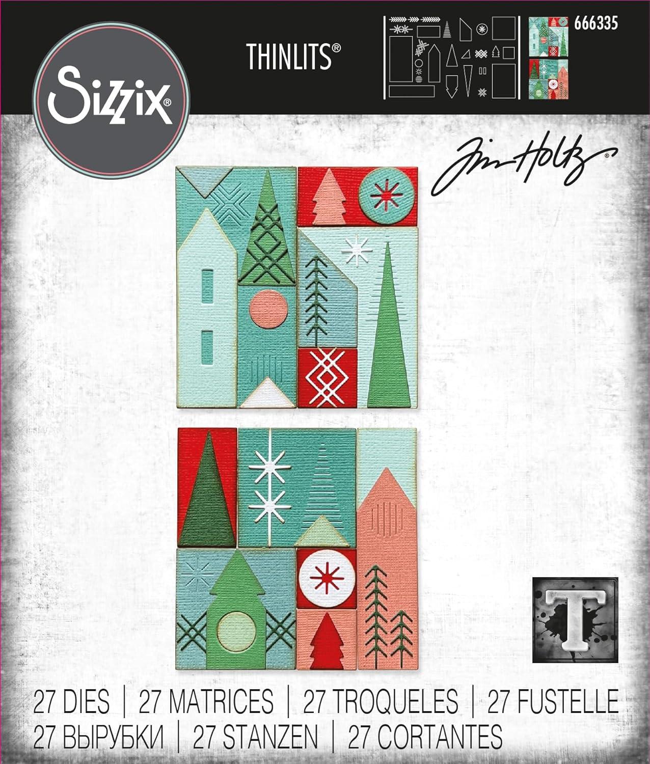 image:imageSizzix Thinlits Die Set 27PK Holiday Blocks by Tim Holtz 666335 Metal WaferThin Cutting Dies for Scrapbooking Embossing Journalling