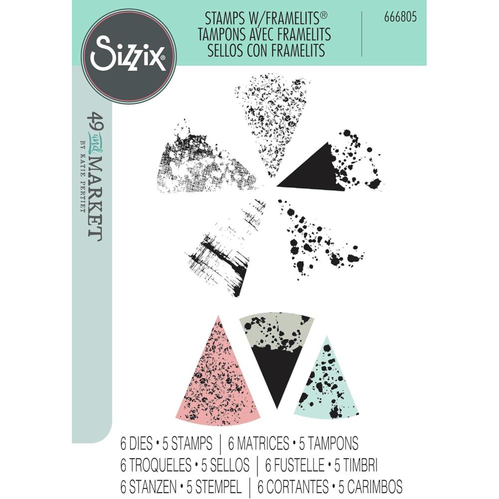 image:imageSizzix A5 Clear Stamps 5PK w6PK Framelits BuildaBurst Painterly by 49 and Market