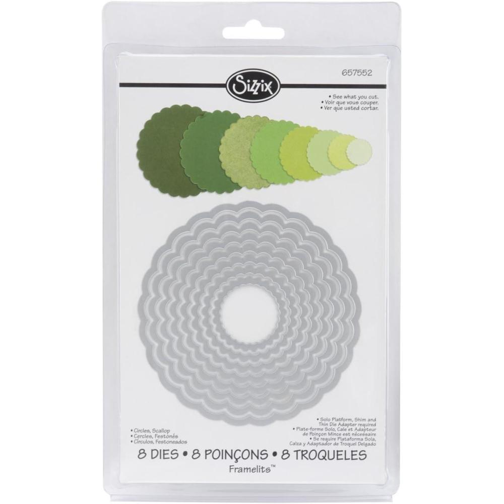 image:imageSizzix Framelits Die Set 8PK Circles ScallopScallop Circles