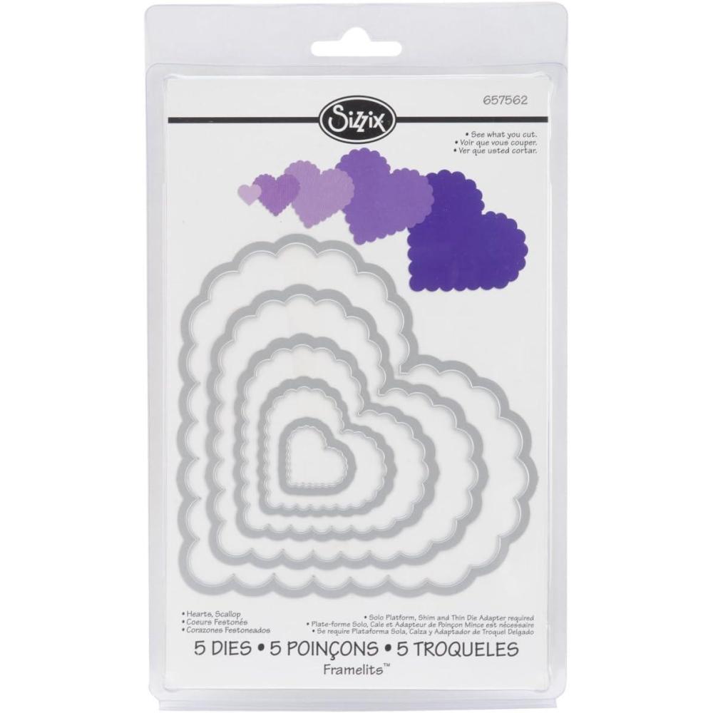 image:imageSizzix Framelits Die Set 8PK Circles ScallopScallop Hearts