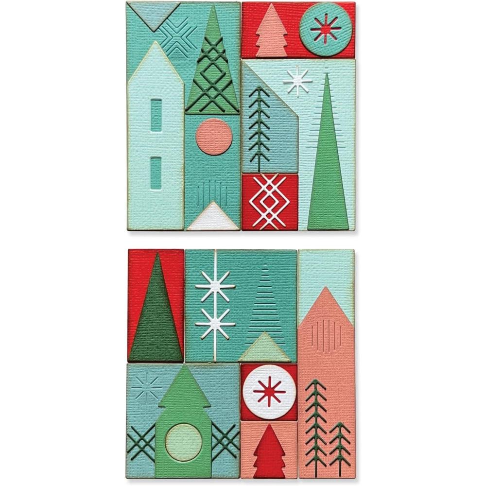 image:imageSizzix Thinlits Die Set 27PK Holiday Blocks by Tim Holtz 666335 Metal WaferThin Cutting Dies for Scrapbooking Embossing Journalling
