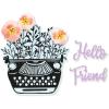 Sizzix Framelits Die Set 5PK w/Stamps Hello Typewriter by Jen Long | 665321 |Chapter 2 2022, Multicolor