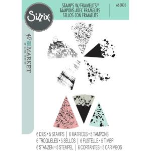 Sizzix A5 Clear Stamps 5PK w/6PK Framelits Build-a-Burst | Painterly by 49 and Market