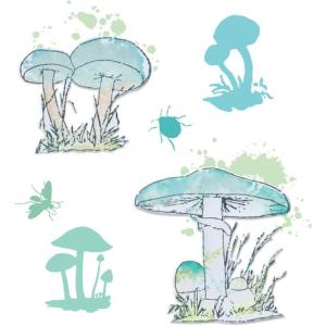 Sizzix A5 Clear Stamps & Framelits Dies – Painted Pencil Mushrooms by 49 and Market