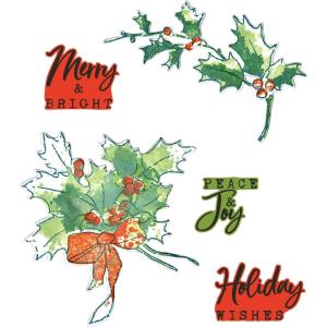 Sizzix A5 Clear Stamps w/Framelits Die Pencil Line Holly by 49 and Market