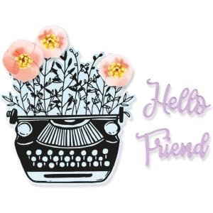 Sizzix Framelits Die Set 5PK w/Stamps Hello Typewriter by Jen Long | 665321 |Chapter 2 2022, Multicolor