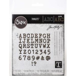 Sizzix Thinlits Die Set 123 Pack Alphanumeric Tiny Type Upper by Tim Holtz, Multicolor(Classic)