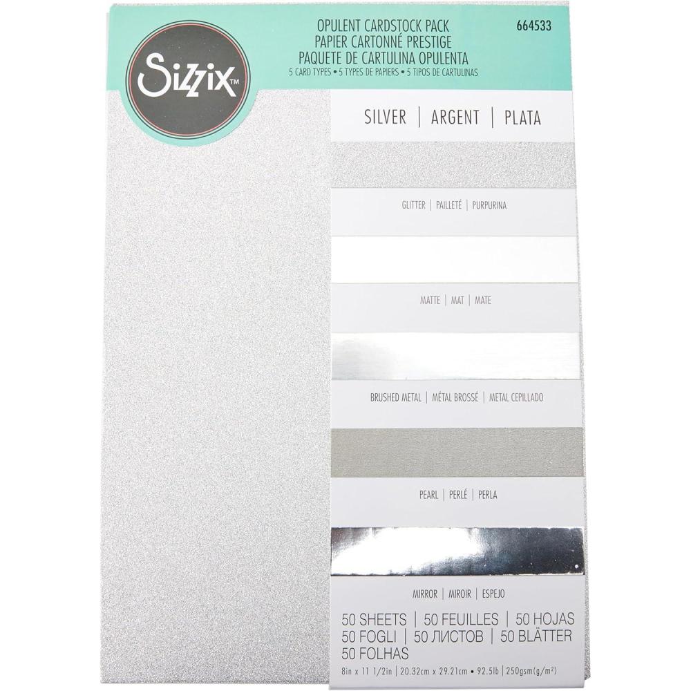 image:imageSizzix Charcoal SurfacezSurfacesOpulent Cardstock  50 Pack GraySilver