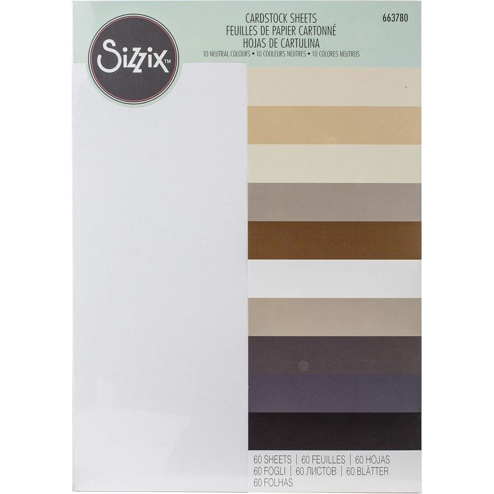 image:imageSizzix SurfacezMaking Essential Cardstock Sheets 60PK 10 Colours Neutrals Multicolour 8 14 x 11 58Neutrals