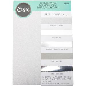 Sizzix, Charcoal, Surfacez-Surfaces-Opulent Cardstock , 50 Pack, Gray(Silver)