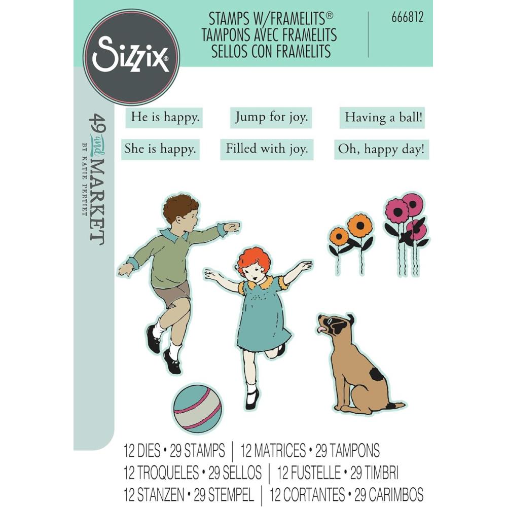image:imageSizzix A5 Clear Stamps 29PK w12PK Framelits Play Time by 49 and Market