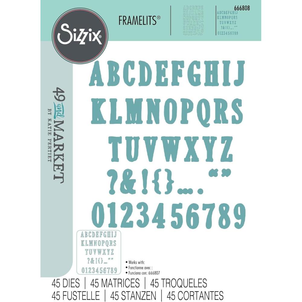 image:imageSizzix Framelits 45PK Die Set Fine Line Alpha 02 by 49 and Market