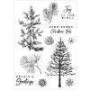 Sizzix A5 Clear Stamps w/Framelits Die Pine Holidays by 49 and Market