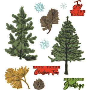 Sizzix A5 Clear Stamps w/Framelits Die Pine Holidays by 49 and Market