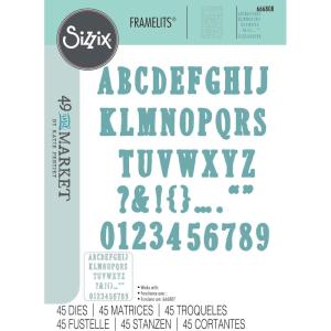 Sizzix Framelits 45PK Die Set Fine Line Alpha 02 by 49 and Market