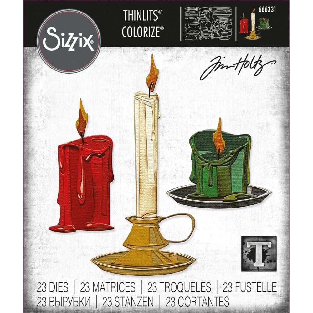 image:imageSizzix Thinlits Die Set 23PK Candleshop Colorize by Tim Holtz 666331 Metal WaferThin Cutting Dies for Scrapbooking Embossing JournallingSilver