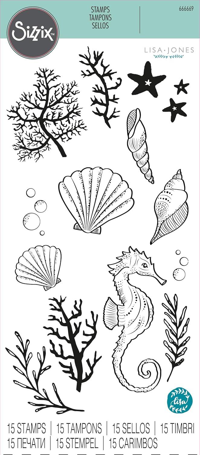 image:imageSizzix Clear Stamps Set Ocean Elements by Lisa Jones Multicolor One Size
