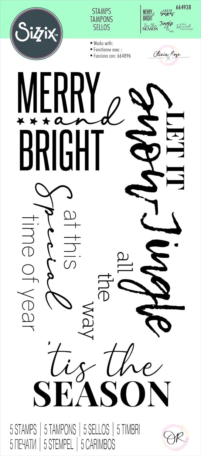 image:imageSizzix Festive Sentiments 2 Clear Stamps 5PK Olivia Rose 664938 Chapter 3 2022 One Size