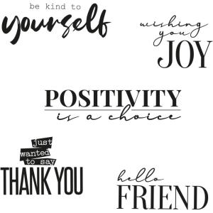 Sizzix Clear Stamps 5PK Sunnyside Sentiments #8 by Pete Hughes | 665410 | Chapter 3 2022, Multicolor