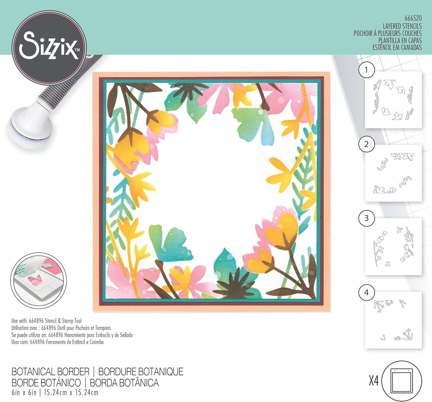 image:imageSizzix Layered Reusable Stencils for Crafts 4PK Textile by Olivia Rose 665842 Chapter 4 2022White