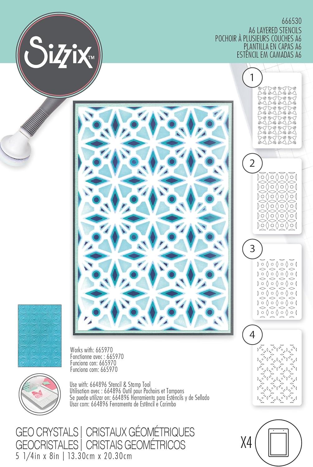 image:imageSizzix Layered Stencils Defined PetalsGeo Crystals
