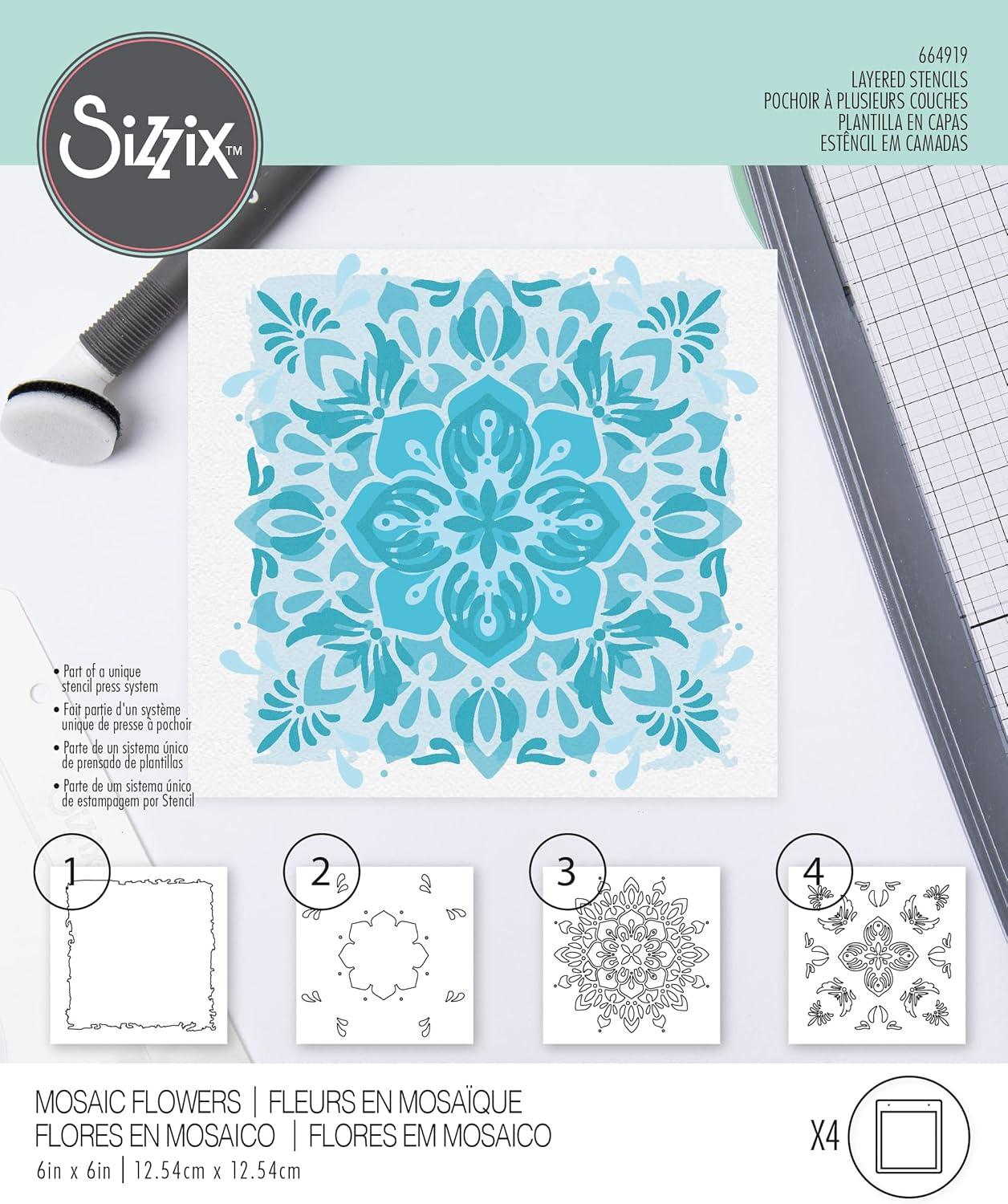 image:imageSizzix Layered Reusable Stencils for Crafts 4PK Mosaic Flowers by Jessica Scott 664919 Chapter 4 2022