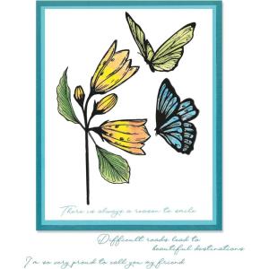 Sizzix A5 Clear Stamps Set w/Stencil – Cosmopolitan, Farfallina by Stacey Park