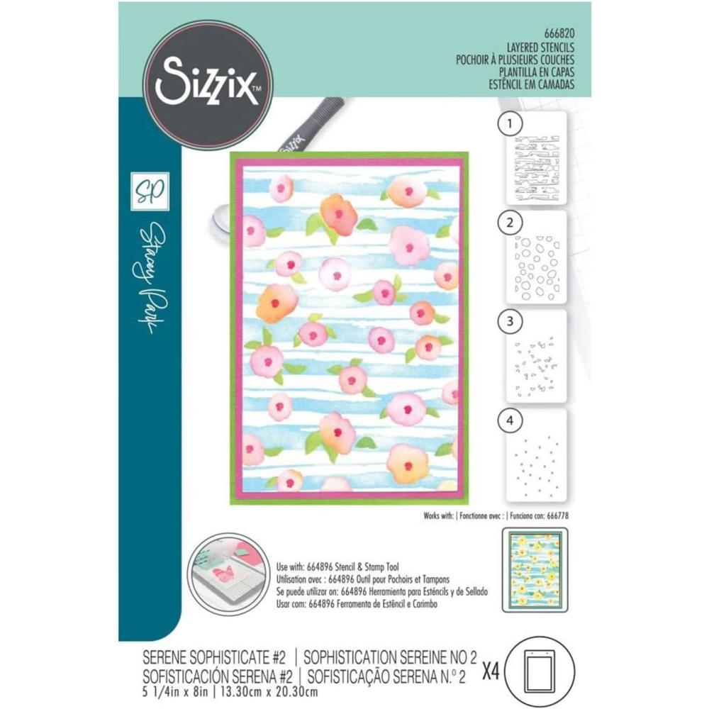 image:imageSizzix Serene Sophisticate 2 Stencil 4PK by Stacey Park