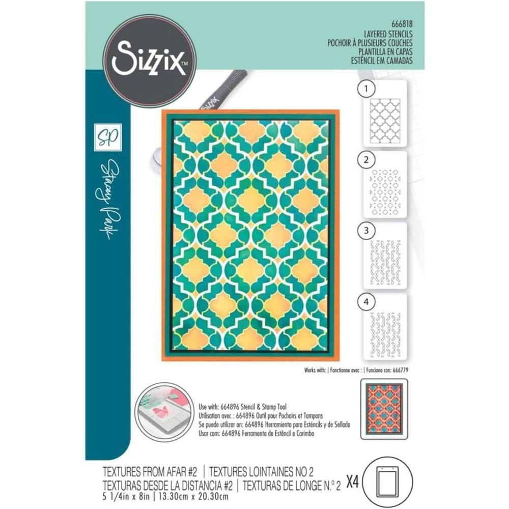 image:imageStacey Parks Textures from Afar 2 A6 Stencil 4PK by Sizzix