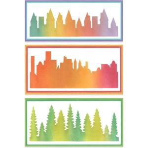 Sizzix A5 Stencil Cosmopolitan, The View #2 by Stacey Park, Multicolor, One Size