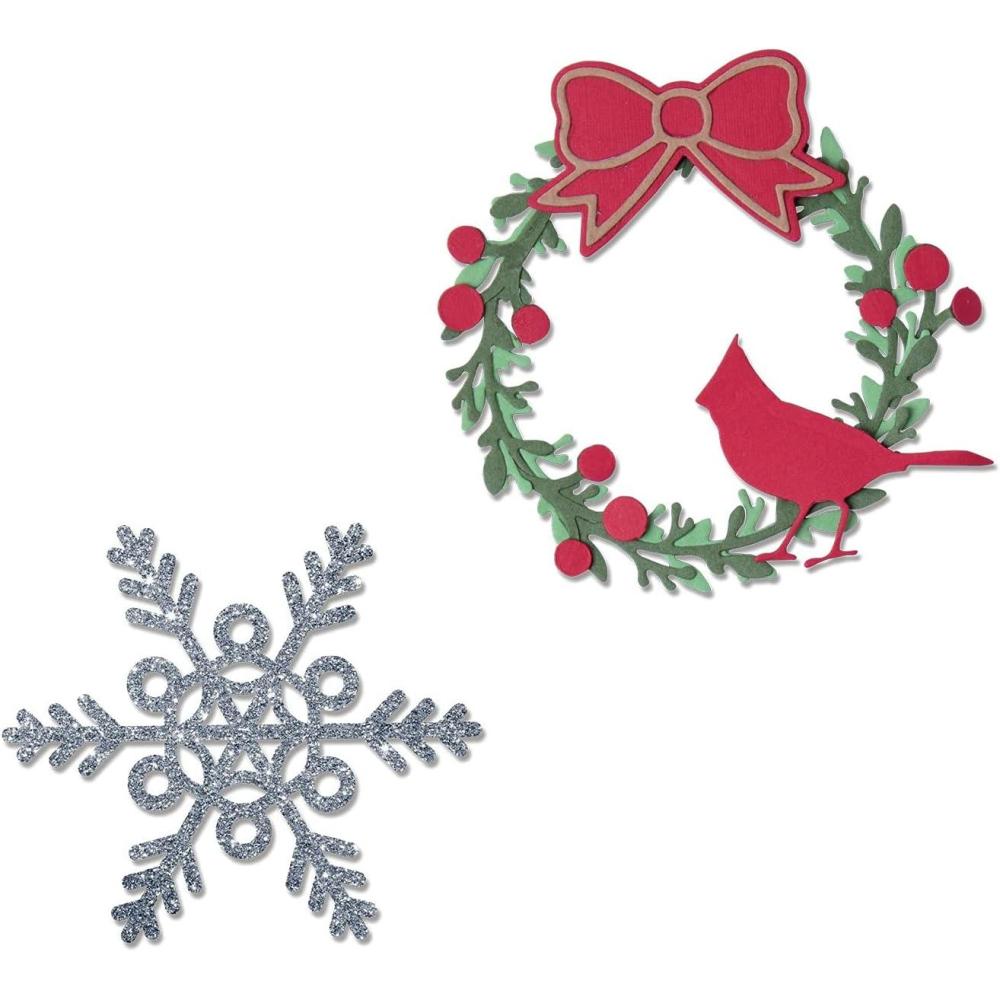 image:imageSizzix Thinlits Die Set 9PK Wreath amp Snowflake by Eileen Hull 665326