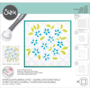 Layered Stencil 4-Pack – Watercolour Flowers & Lattice by Eileen Hull
