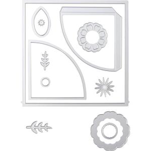 Sizzix Thinlits Die 664883 Folio Page Pocket & Flowers by Eileen Hull 12 Pack, Multicolor