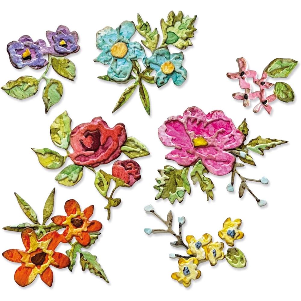 image:imageSizzix Thinlits Dies by Tim Holtz 14Pkg  Brushstroke Flowers Mini