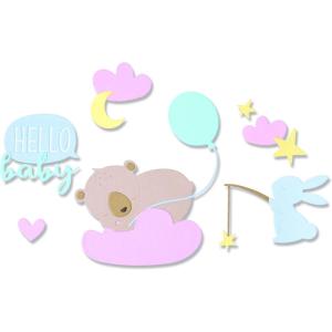 Sizzix Thinlits Die Set 12PK Hello Baby by Olivia Rose, 665805, One Size, Multicolor
