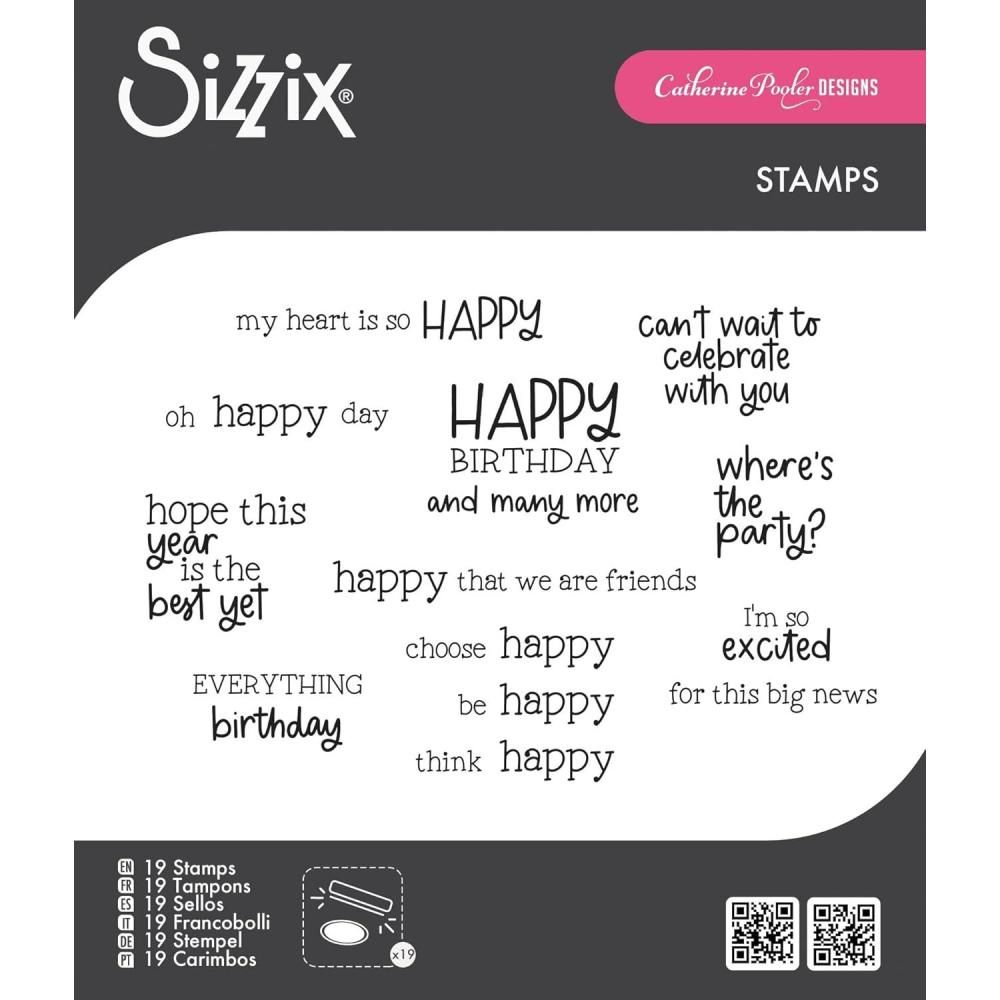 image:imageSizzix Clear Stamps Set 19PK  Happy Everything Sentiment by Catherine Pooler
