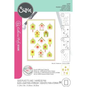Sizzix A6 Layered Stencils 4PK Good Place to Land by Catherine Pooler