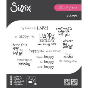 Sizzix Clear Stamps Set 19PK – Happy Everything Sentiment by Catherine Pooler