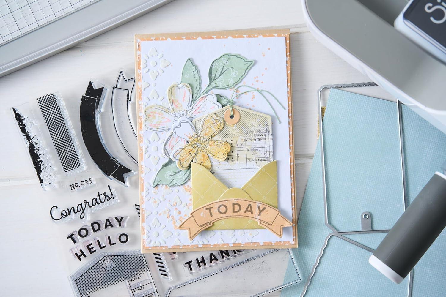 image:imageSizzix Clear Stamps Set with Framelits Dies Globetrotters Mark by 49 amp Market 62 Rubber Stamps amp 4 Cutting Dies